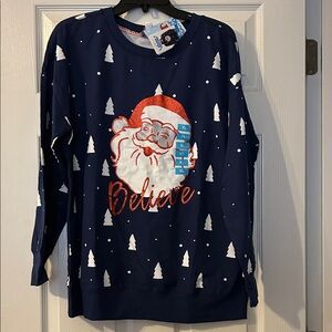 New: Santa Christmas Sweater with Believe Print